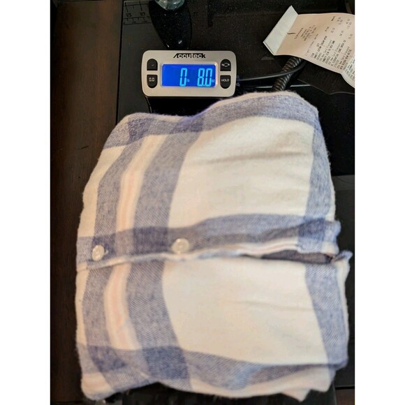 Rails Dylan Crop Top Size L Flannel Blue White Long Sleeve Button Up Pockets - Picture 10 of 10